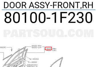 Nissan 801001F230 DOOR ASSY-FRONT,RH