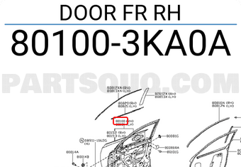 Nissan 801003KA0A DOOR FR RH
