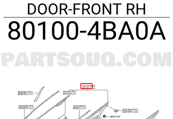 Nissan 801004BA0A DOOR-FRONT RH