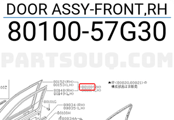 Nissan 8010057G30 DOOR ASSY-FRONT,RH