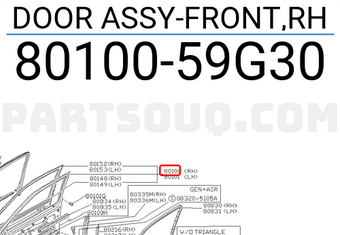 Nissan 8010059G30 DOOR ASSY-FRONT,RH