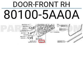 Nissan 801005AA0A DOOR-FRONT RH