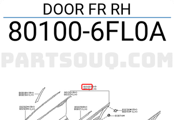 Nissan 801006FL0A DOOR FR RH