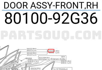 Nissan 8010092G36 DOOR ASSY-FRONT,RH