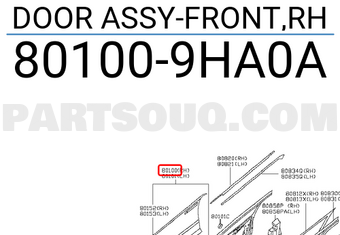 Nissan 801009HA0A DOOR ASSY-FRONT,RH