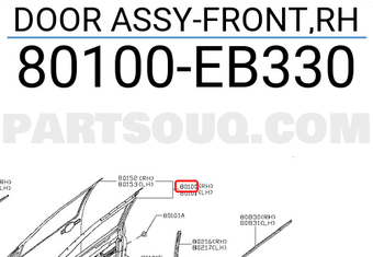 Nissan 80100EB330 DOOR ASSY-FRONT,RH