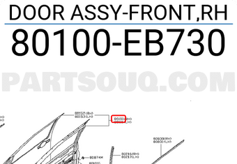 Nissan 80100EB730 DOOR ASSY-FRONT,RH