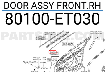Nissan 80100ET030 DOOR ASSY-FRONT,RH