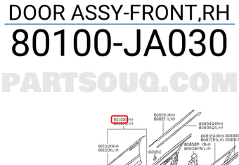 Nissan 80100JA030 DOOR ASSY-FRONT,RH
