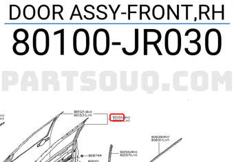 Nissan 80100JR030 DOOR ASSY-FRONT,RH