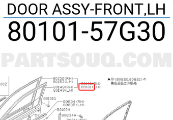 Nissan 8010157G30 DOOR ASSY-FRONT,LH