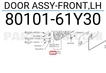 Nissan 8010161Y30 DOOR ASSY-FRONT,LH