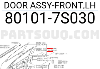 Nissan 801017S030 DOOR ASSY-FRONT,LH