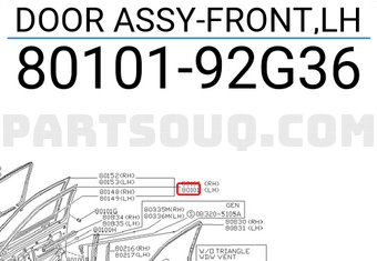 Nissan 8010192G36 DOOR ASSY-FRONT,LH