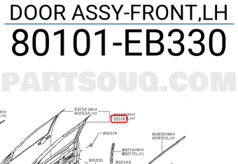 Nissan 80101EB330 DOOR ASSY-FRONT,LH