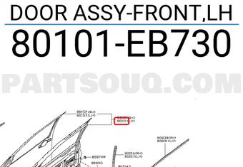 Nissan 80101EB730 DOOR ASSY-FRONT,LH