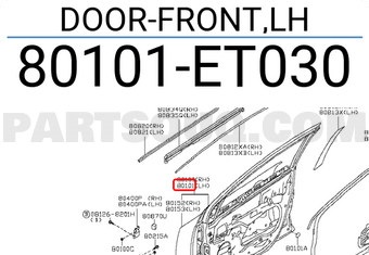 Nissan 80101ET030 DOOR-FRONT,LH
