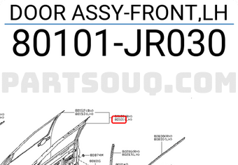 Nissan 80101JR030 DOOR ASSY-FRONT,LH