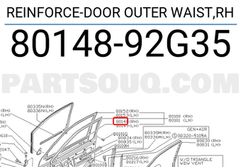 Nissan 8014892G35 REINFORCE-DOOR OUTER WAIST,RH