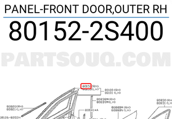 Nissan 801522S400 PANEL-FRONT DOOR,OUTER RH