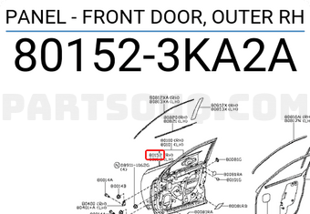 Nissan 801523KA2A PANEL - FRONT DOOR, OUTER RH
