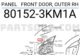 Nissan 801523KM1A PANEL FRONT DOOR, OUTER RH