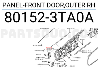 Nissan 801523TA0A PANEL-FRONT DOOR,OUTER RH