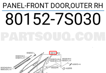 Nissan 801527S030 PANEL-FRONT DOOR,OUTER RH