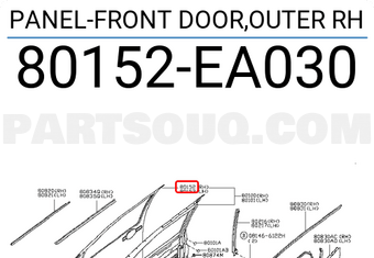 Nissan 80152EA030 PANEL-FRONT DOOR,OUTER RH