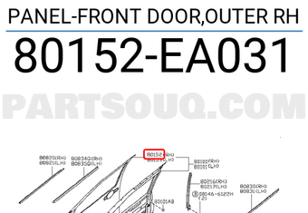 Nissan 80152EA031 PANEL-FRONT DOOR,OUTER RH