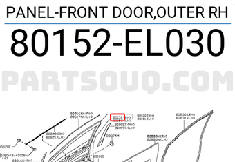 Nissan 80152EL030 PANEL-FRONT DOOR,OUTER RH