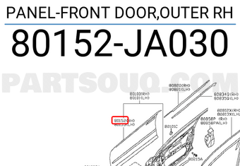 Nissan 80152JA030 PANEL-FRONT DOOR,OUTER RH
