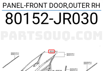 Nissan 80152JR030 PANEL-FRONT DOOR,OUTER RH