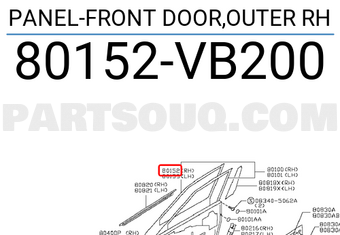 Nissan 80152VB200 PANEL-FRONT DOOR,OUTER RH