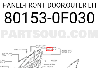 Nissan 801530F030 PANEL-FRONT DOOR,OUTER LH