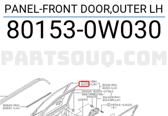 Nissan 801530W030 PANEL-FRONT DOOR,OUTER LH