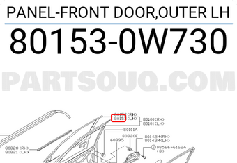 Nissan 801530W730 PANEL-FRONT DOOR,OUTER LH