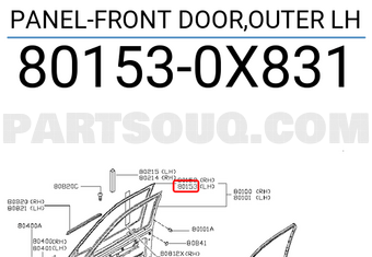 Nissan 801530X831 PANEL-FRONT DOOR,OUTER LH