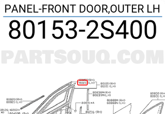 Nissan 801532S400 PANEL-FRONT DOOR,OUTER LH