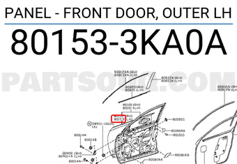 Nissan 801533KA0A PANEL - FRONT DOOR, OUTER LH