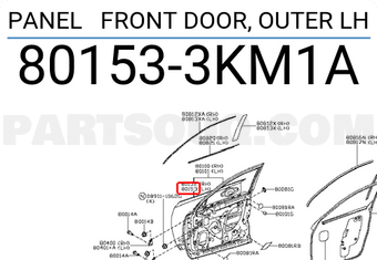 Nissan 801533KM1A PANEL FRONT DOOR, OUTER LH