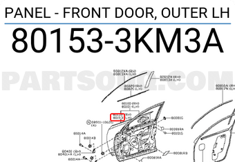 Nissan 801533KM3A PANEL - FRONT DOOR, OUTER LH