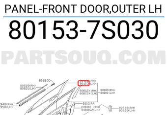 Nissan 801537S030 PANEL-FRONT DOOR,OUTER LH