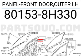Nissan 801538H330 PANEL-FRONT DOOR,OUTER LH