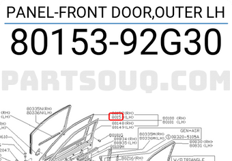 Nissan 8015392G30 PANEL-FRONT DOOR,OUTER LH
