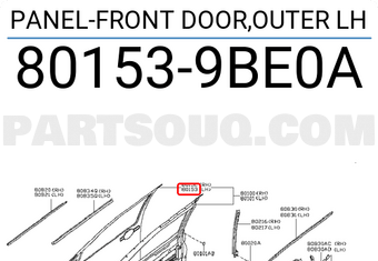 Nissan 801539BE0A PANEL-FRONT DOOR,OUTER LH