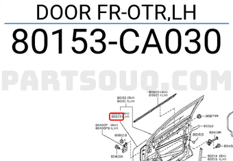 Nissan 80153CA030 DOOR FR-OTR,LH