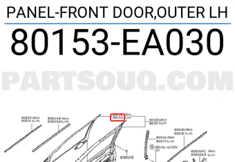Nissan 80153EA030 PANEL-FRONT DOOR,OUTER LH