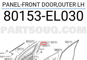 Nissan 80153EL030 PANEL-FRONT DOOR,OUTER LH