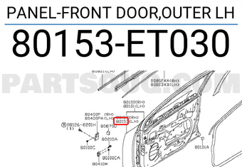 Nissan 80153ET030 PANEL-FRONT DOOR,OUTER LH